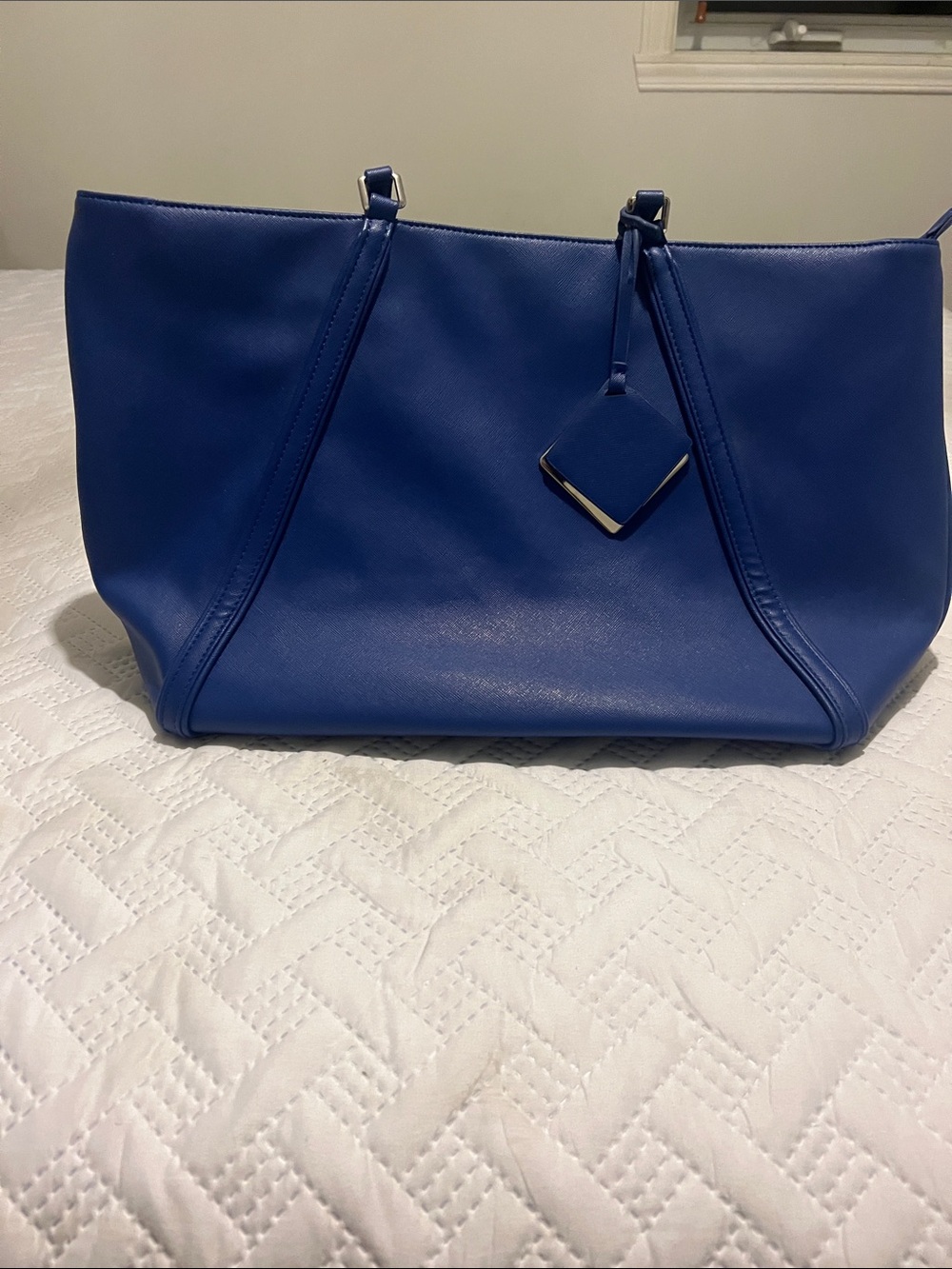 Sunday Best Royal Blue Smooth Tote with Tag Accent